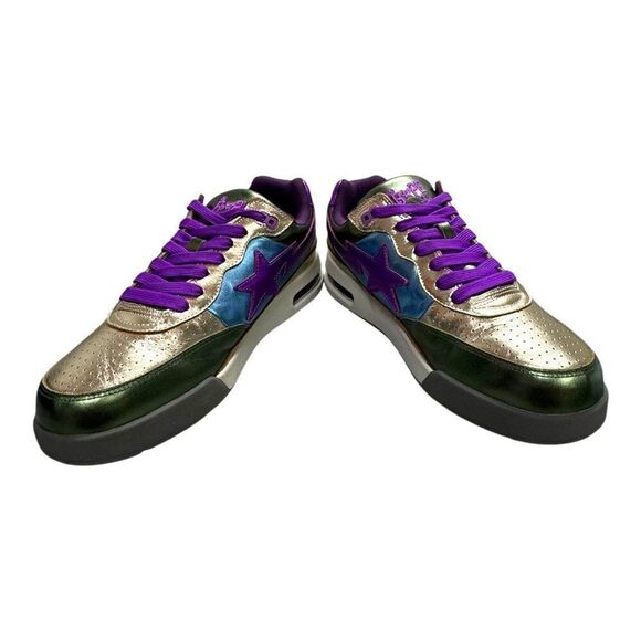 A Bathing Ape BAPE Roadsta Metallic Green Purple Size 9.5 1I20191006 Sta New Box - Picture 8 of 14